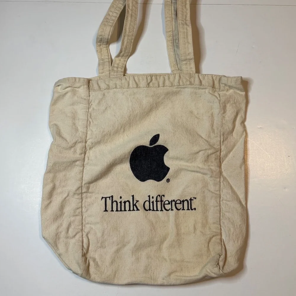 Vintage Apple Think Different Canvas Tote Bag Rare Promotional Tech Merch